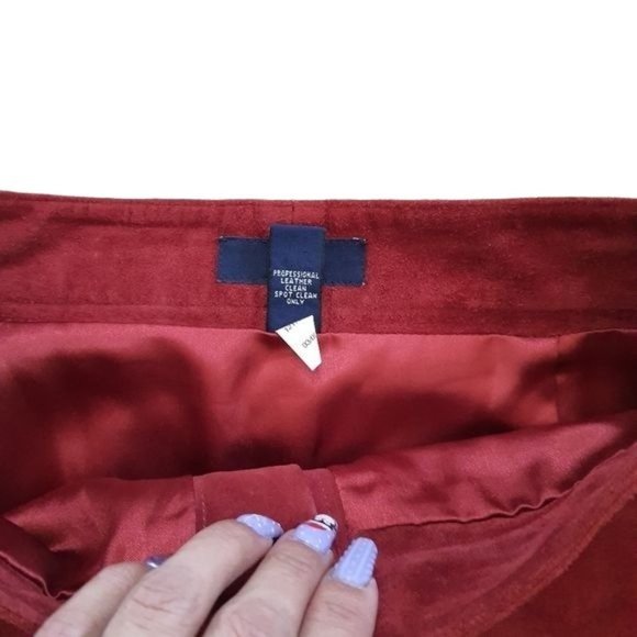 Gap Vintage Genuine Red Leather Suede Skirt - Picture 9 of 9